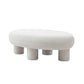 Cid 46 Inch Accent Bench Ottoman White Polyester Oval Seat Pine Wood Legs By Casagear Home BM317571