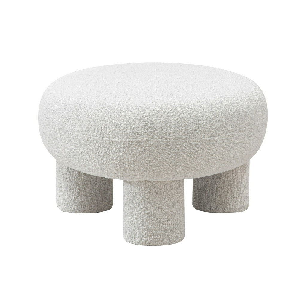 Cid 46 Inch Accent Bench Ottoman White Polyester Oval Seat Pine Wood Legs By Casagear Home BM317571