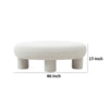 Cid 46 Inch Accent Bench Ottoman White Polyester Oval Seat Pine Wood Legs By Casagear Home BM317571