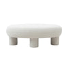 Cid 46 Inch Accent Bench Ottoman, White Polyester Oval Seat, Pine Wood Legs By Casagear Home