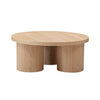 Cid Smith 36 Inch Coffee Table, Round Top and Legs, Solid Oak Wood, Natural By Casagear Home