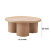 Cid Smith 36 Inch Coffee Table, Round Top and Legs, Solid Oak Wood, Natural By Casagear Home