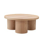 Cid Smith 36 Inch Coffee Table, Round Top and Legs, Solid Oak Wood, Natural By Casagear Home