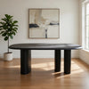 Cid Sami 87 Inch Dining Table, Triple Pedestal Legs, Black Solid Wood Frame By Casagear Home