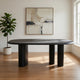 Cid Sami 87 Inch Dining Table, Triple Pedestal Legs, Black Solid Wood Frame By Casagear Home