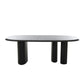 Cid Sami 87 Inch Dining Table, Triple Pedestal Legs, Black Solid Wood Frame By Casagear Home