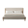 Cid Ellie King Size Bed, Ivory Polyester Upholstery, Solid Rubberwood By Casagear Home