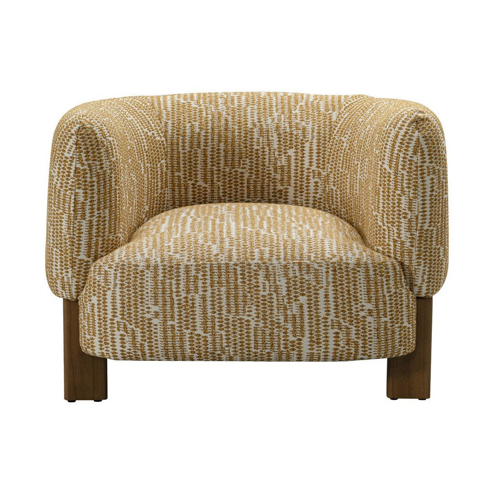 Reno Tira 38 Inch Accent Chair Orange Brown Polyester Foam Solid Wood By Casagear Home BM317582