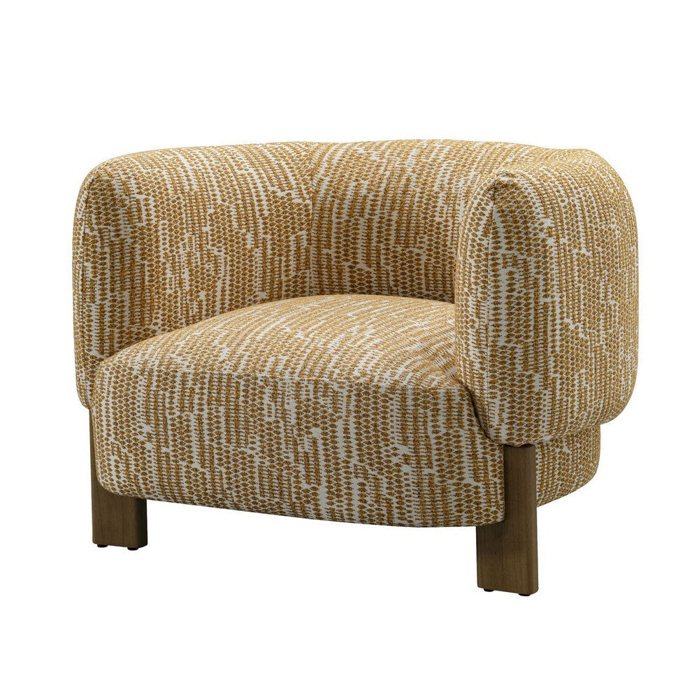 Reno Tira 38 Inch Accent Chair Orange Brown Polyester Foam Solid Wood By Casagear Home BM317582