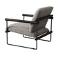 Cid Vina 28 Inch Accent Chair, Gray Polyester, Cushions, Black Metal Frame By Casagear Home