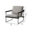 Cid Vina 28 Inch Accent Chair, Gray Polyester, Cushions, Black Metal Frame By Casagear Home