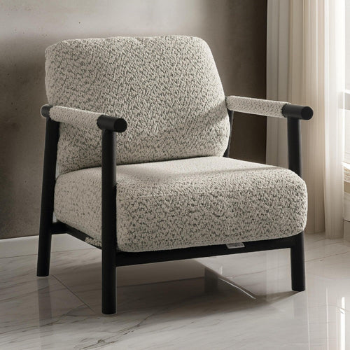Cid Bali 28 Inch Accent Chair, Gray Polyester, Cushions, Black Metal, Wood By Casagear Home