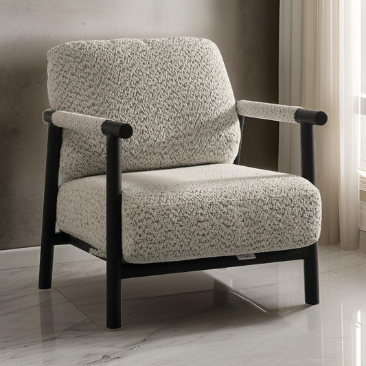 Cid Bali 28 Inch Accent Chair, Gray Polyester, Cushions, Black Metal, Wood By Casagear Home