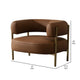 Cid Ziva Curved Accent Chair Brown Top Grain Genuine Leather Metal Wood By Casagear Home BM317588