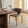 Cid Dell 21 Inch Dining Chair, Gray Faux Leather, Wingback, Metal Frame By Casagear Home