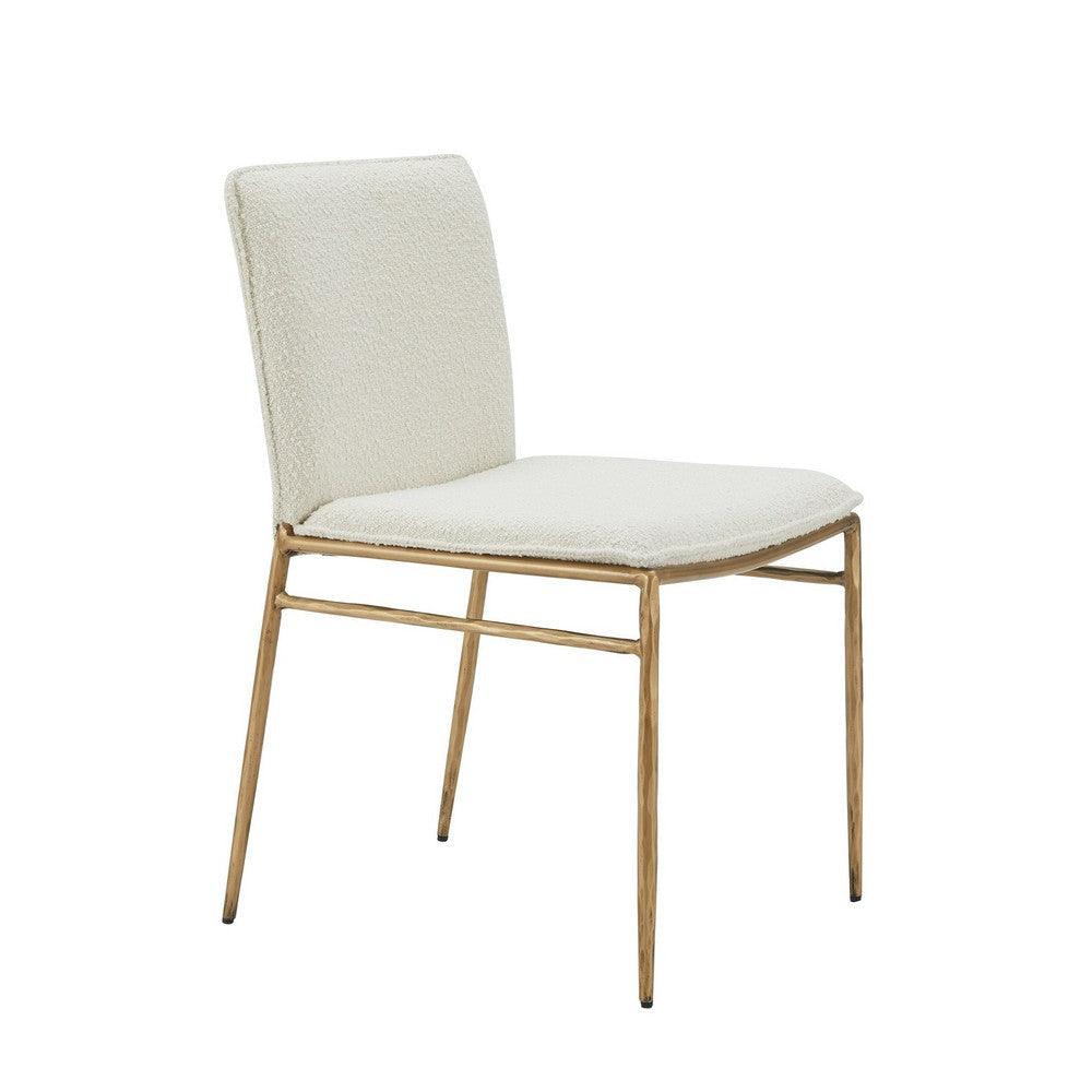 Cid Abby 19 Inch Side Dining Chair Off White Brass Gold Finished Legs By Casagear Home BM317597