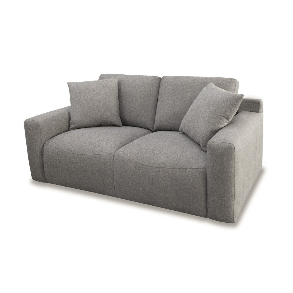 Reno Lorie 69 Inch Loveseat Gray Polyester 2 Pillows Low Profile Legs By Casagear Home BM317599