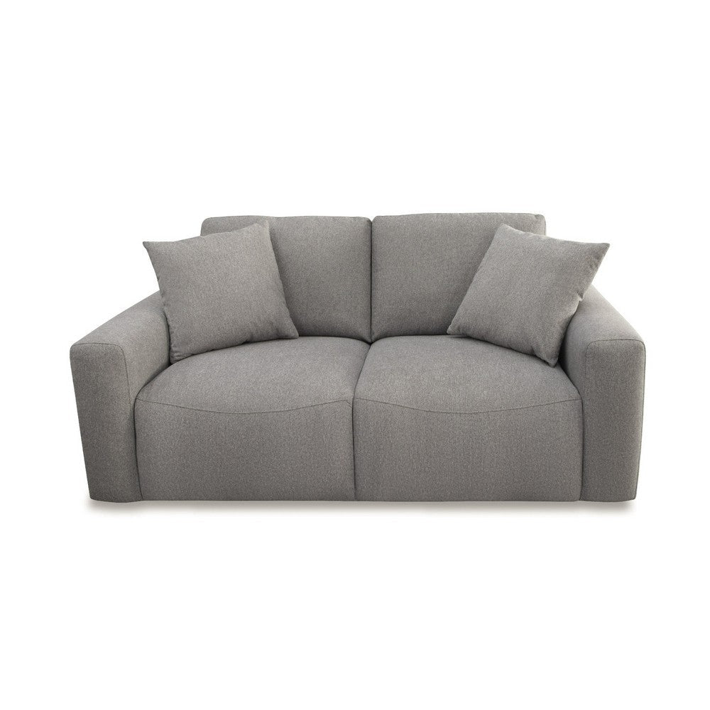 Reno Lorie 69 Inch Loveseat, Gray Polyester, 2 Pillows, Low Profile Legs By Casagear Home