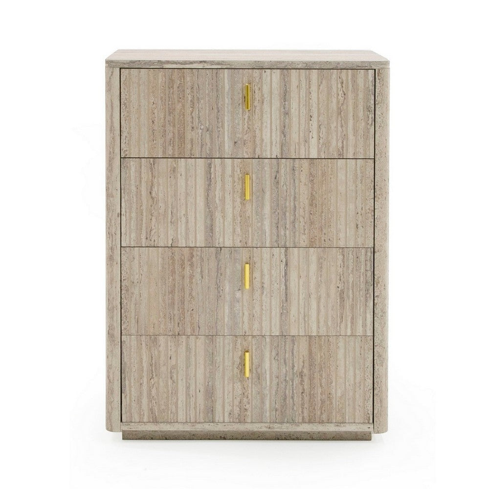 Noe Mali 51 Inch Tall Dresser Chest Gray 4 Drawers Faux Travertine By Casagear Home BM317606