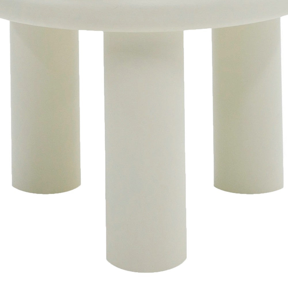 Cid Finley 20 Inch Side End Table Round Tiered Design White Gloss Wood By Casagear Home BM317609