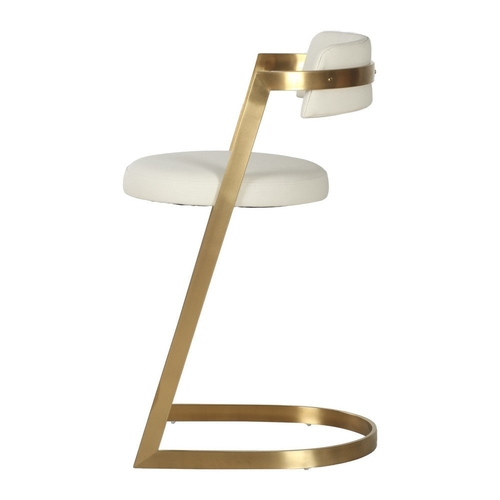 Cid Sandra Counter Height Stool Chair Beige Pleather Gold Steel Frame By Casagear Home BM317613