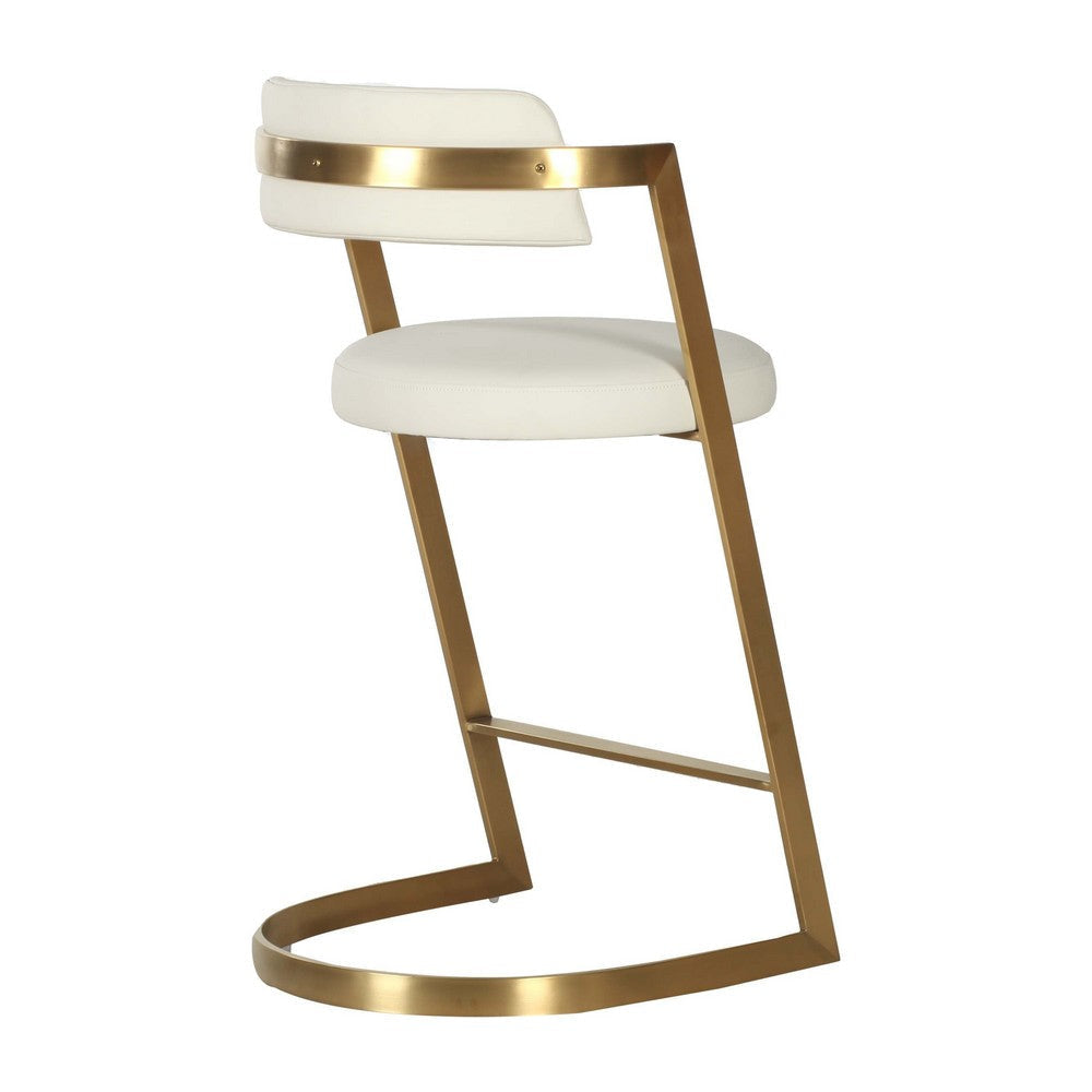 Cid Sandra Counter Height Stool Chair Beige Pleather Gold Steel Frame By Casagear Home BM317613