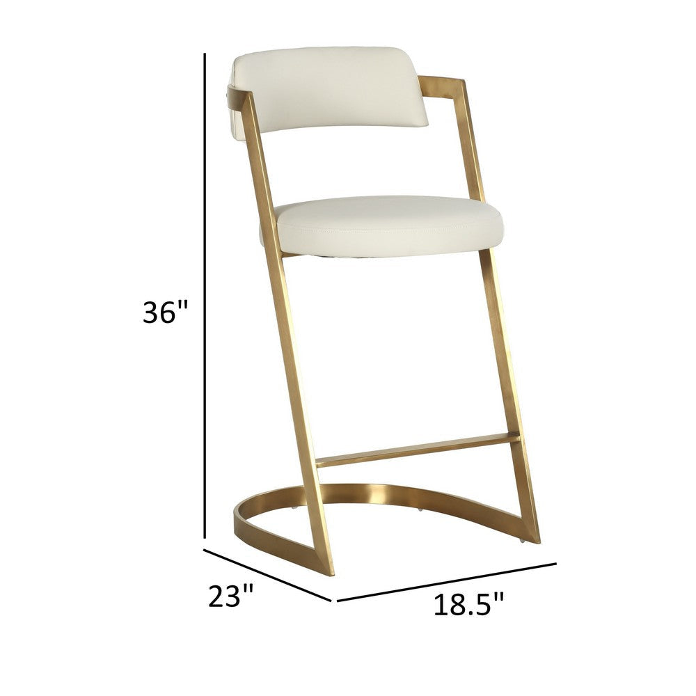 Cid Sandra Counter Height Stool Chair Beige Pleather Gold Steel Frame By Casagear Home BM317613