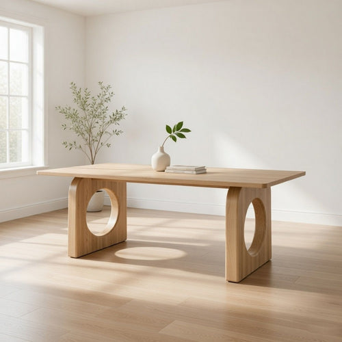 Cid Ashi 87 Inch Dining Table, Rectangular Top, Brown Solid Oak Wood Frame By Casagear Home