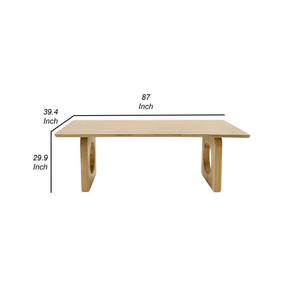 Cid Ashi 87 Inch Dining Table Rectangular Top Brown Solid Oak Wood Frame By Casagear Home BM317614