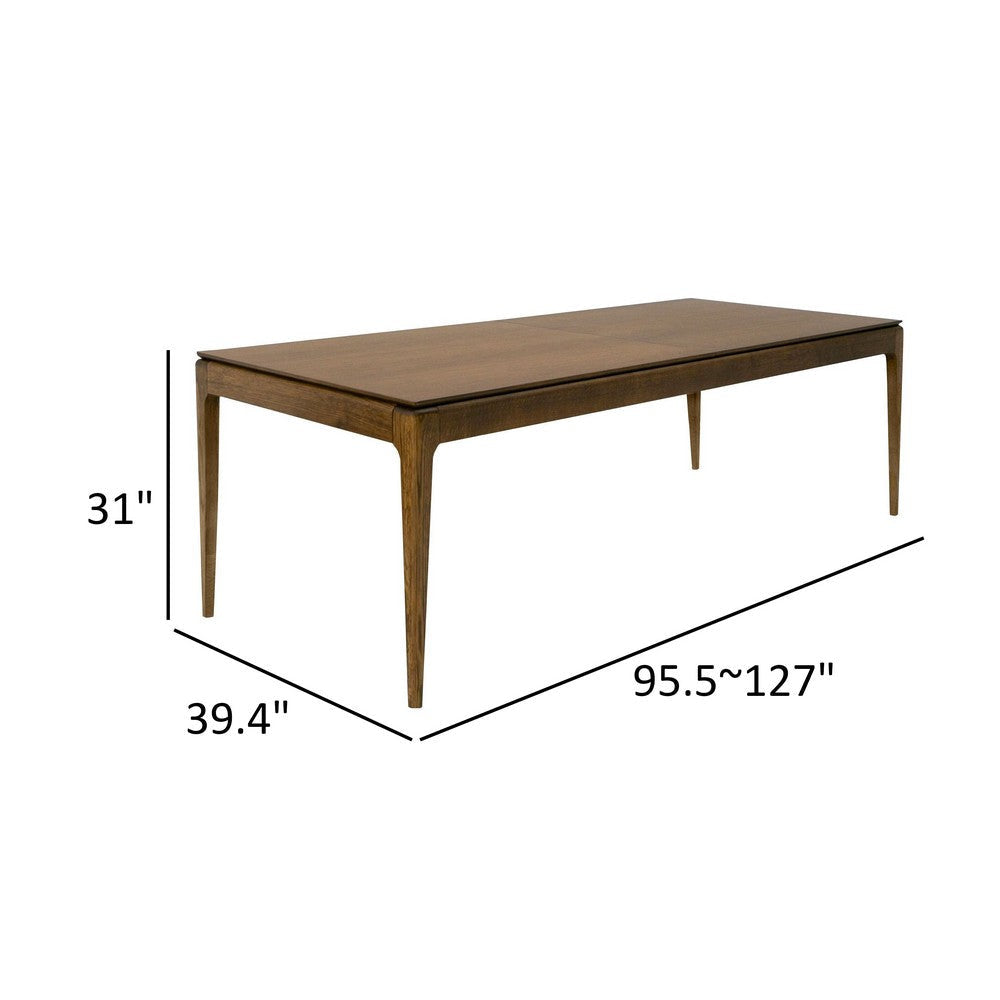 Cid Tiara 96-127 Inch Extendable Dining Table Rectangular Brown Oak Wood By Casagear Home BM317616