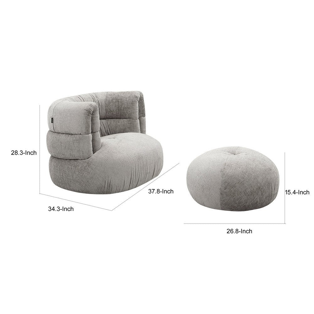 Reno Mary Accent Chair and Ottoman Set Cushioned Light Gray Polyester By Casagear Home BM317617