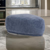 Reno Kini 44 Inch Ottoman, River Rock Shape, Blue Polyester, Wood Frame By Casagear Home