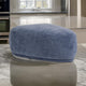 Reno Kini 44 Inch Ottoman, River Rock Shape, Blue Polyester, Wood Frame By Casagear Home