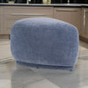 Reno Kini 26 Inch Ottoman, River Rock Shape, Blue Polyester, Wood Frame By Casagear Home