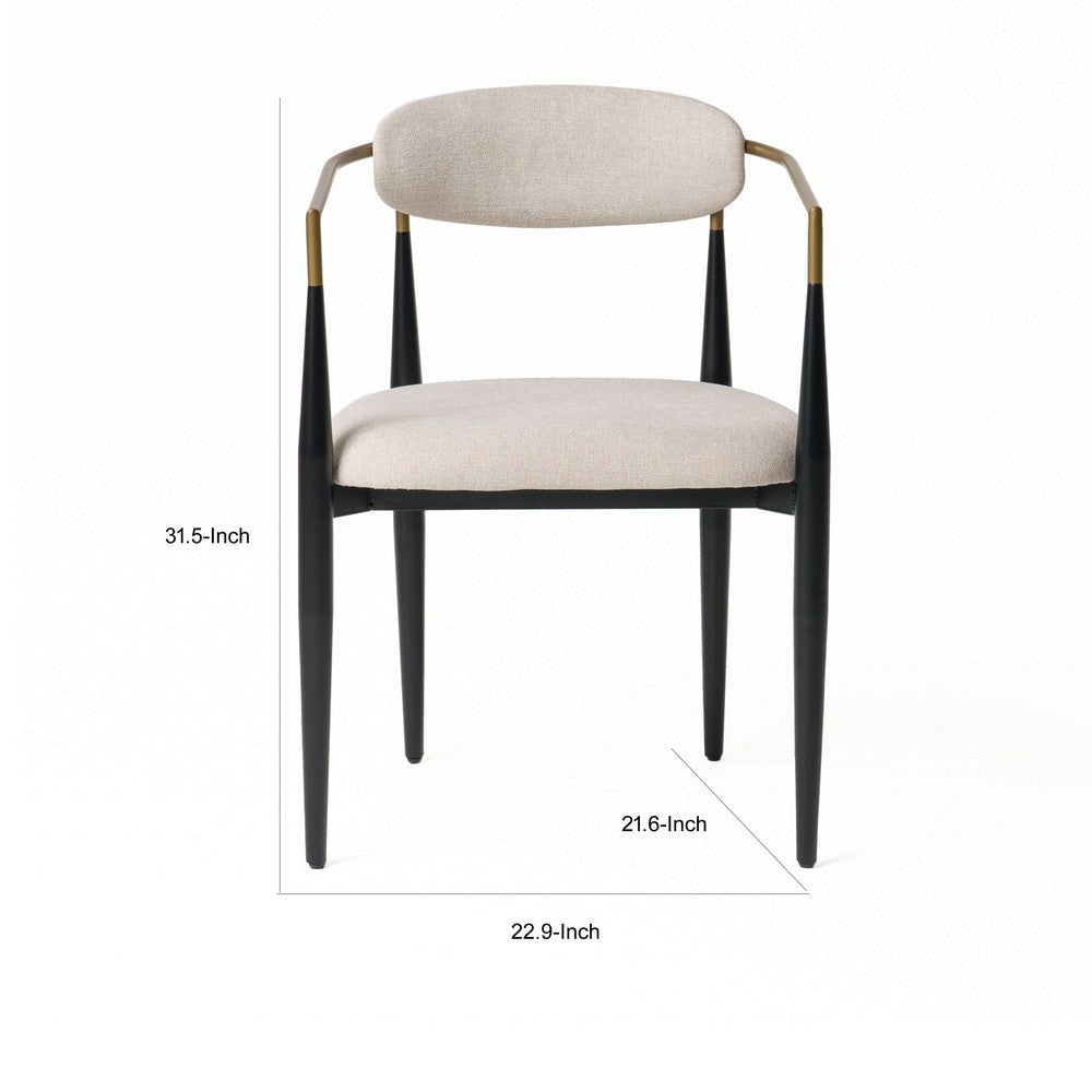 Cid Hita 23 Inch Dining Chair Light Gray Polyester Black Iron Legs Gold By Casagear Home BM317627