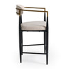 Cid Hita 25 Inch Counter Chair Light Gray Polyester Black Iron Legs Gold By Casagear Home BM317628