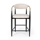 Cid Hita 25 Inch Counter Chair, Light Gray Polyester, Black Iron Legs, Gold By Casagear Home