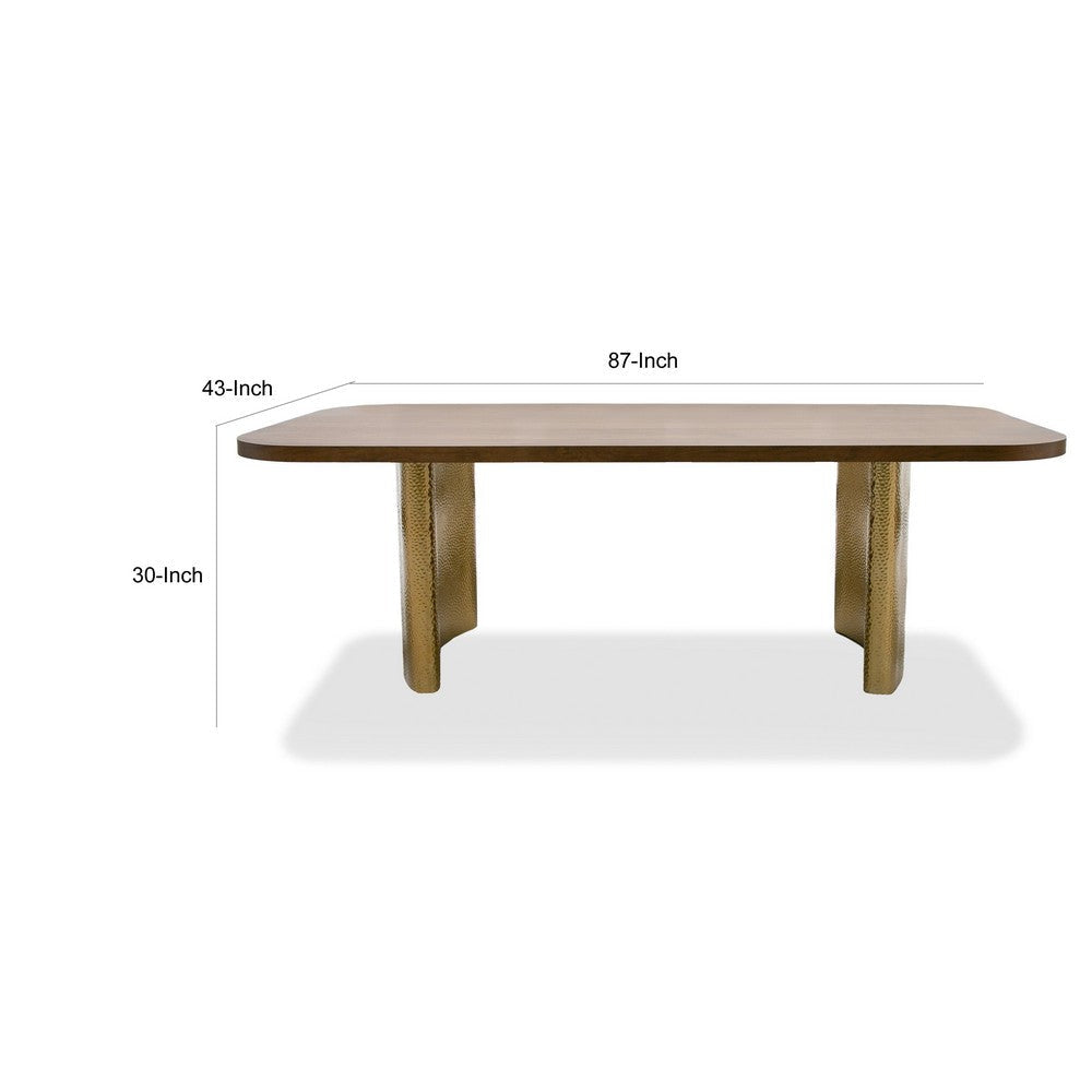 Cid Jorie 87 Inch Dining Table Rectangular Top Walnut Brown Veneer Steel By Casagear Home BM317630