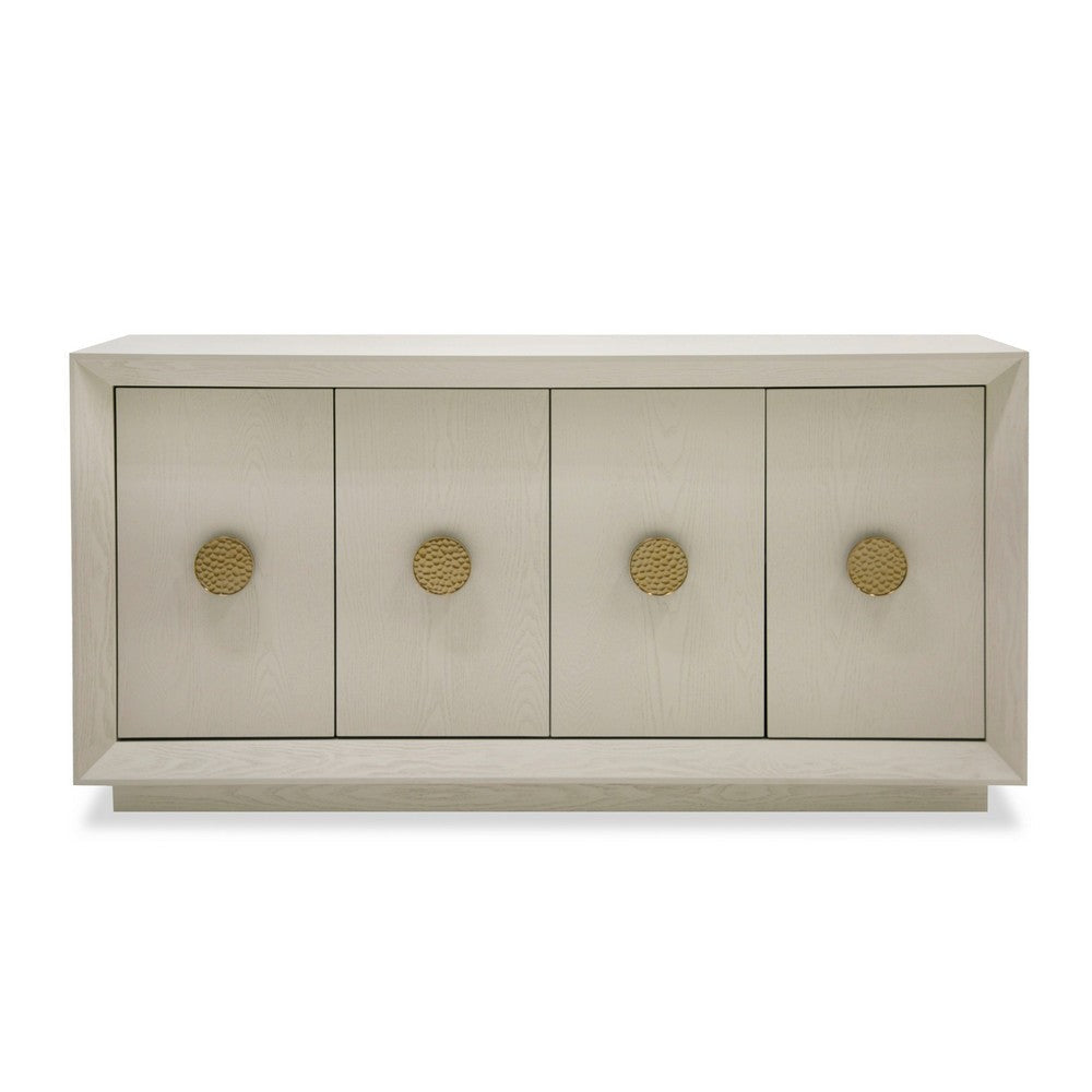 Cid Jorie Sideboard Buffet Console 4 Doors Cream White Steel Handles By Casagear Home BM317631