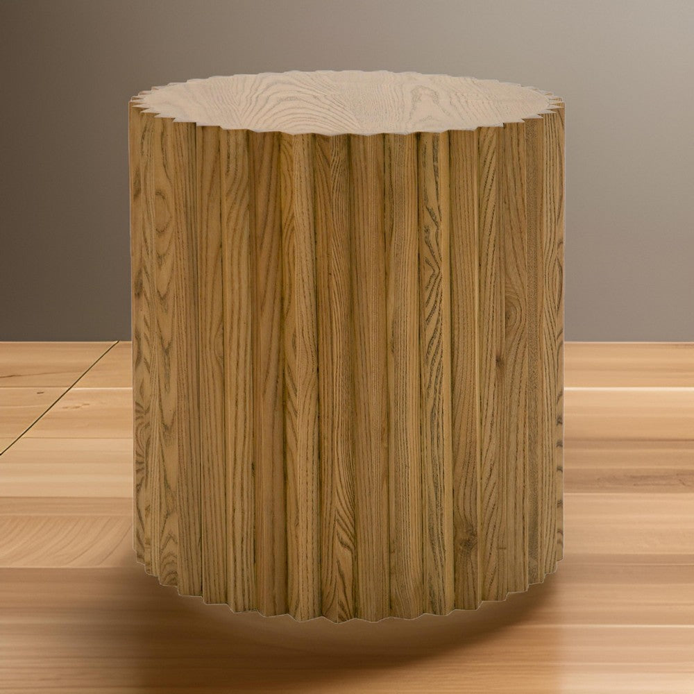 Cid Eliott 20 Inch Side End Table, Round, Walnut Brown Solid Poplar Wood By Casagear Home