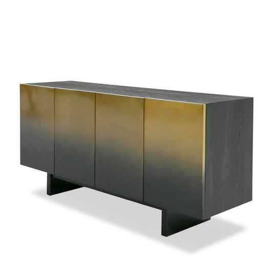 Cid Vito 63 Inch Sideboard Buffet, 4 Cabinets, Doors, Black Ash Wood, Steel By Casagear Home