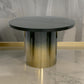 Cid Vito 47 Inch Dining Table Round Top Steel Pedestal Base Black Wood By Casagear Home BM317636