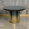 Cid Vito 47 Inch Dining Table Round Top Steel Pedestal Base Black Wood By Casagear Home BM317636