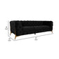 Reno Joni 97 Inch Sofa Tufted Black Velvet Metal Legs in Gold Finish By Casagear Home BM317637