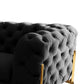 Reno Joni 74 Inch Loveseat Tufted Black Velvet Metal Legs in Gold Finish By Casagear Home BM317638