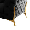 Reno Joni 74 Inch Loveseat Tufted Black Velvet Metal Legs in Gold Finish By Casagear Home BM317638