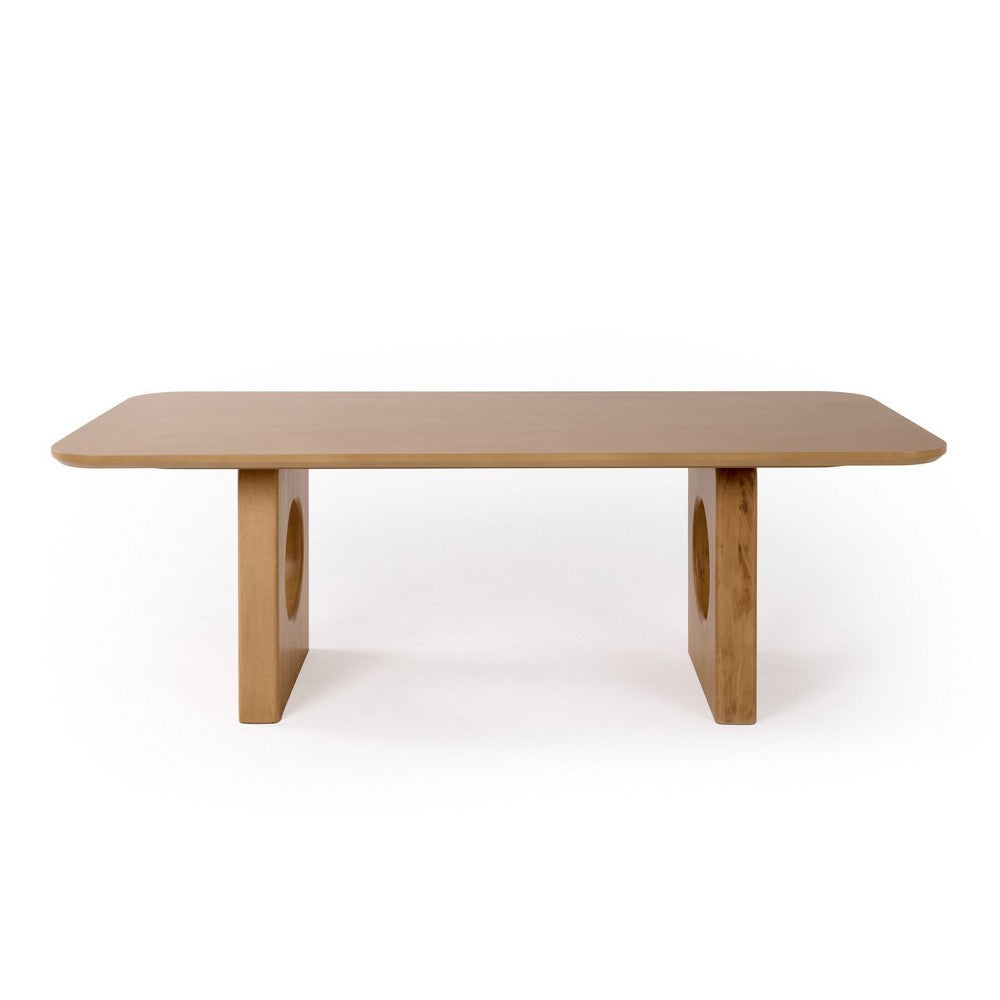 Now Ohan 90 Inch Dining Table, Rectangular, Light Brown Solid Rubberwood By Casagear Home