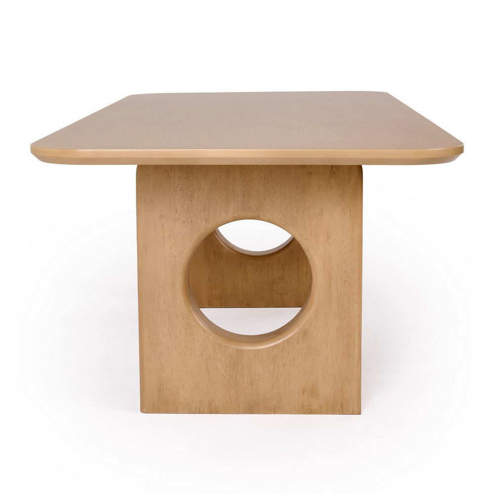 Now Ohan 90 Inch Dining Table, Rectangular, Light Brown Solid Rubberwood By Casagear Home