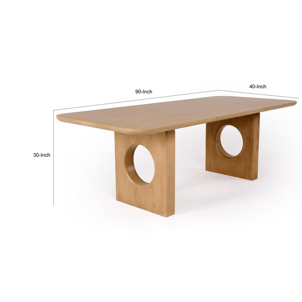 Now Ohan 90 Inch Dining Table, Rectangular, Light Brown Solid Rubberwood By Casagear Home