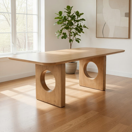 Now Ohan 90 Inch Dining Table, Rectangular, Light Brown Solid Rubberwood By Casagear Home
